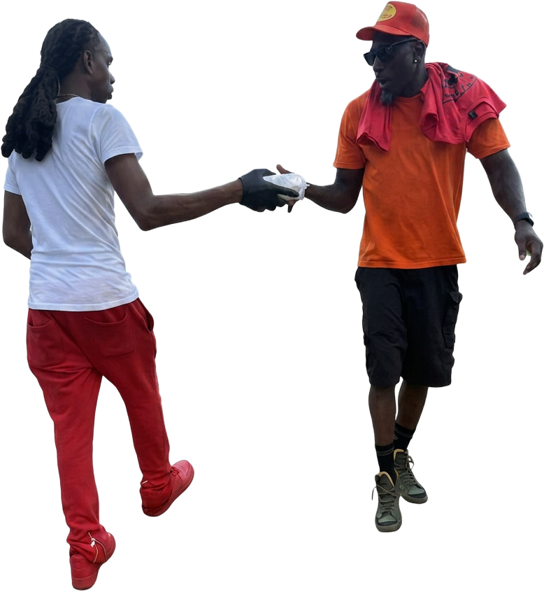 Kahlil greeting a community member
