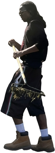 Kahlil cleaning up the neighborhood