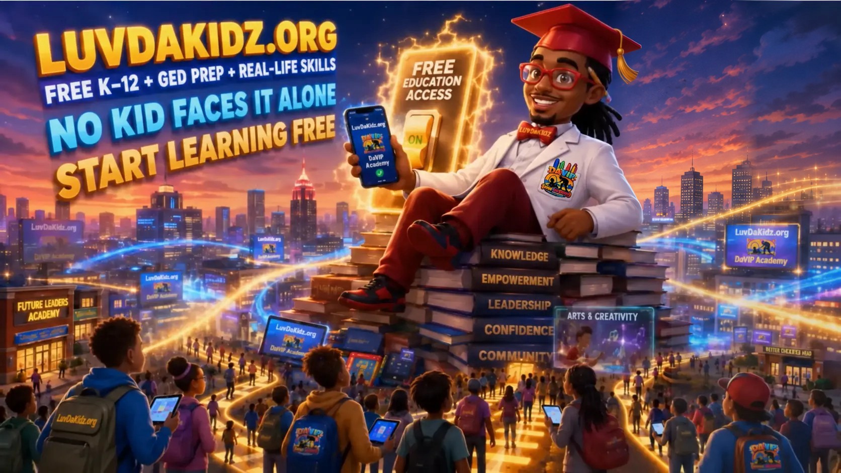 LuvDaKidz.org — Free K-12, GED prep and real-life skills with Professor Hak. Start learning free.